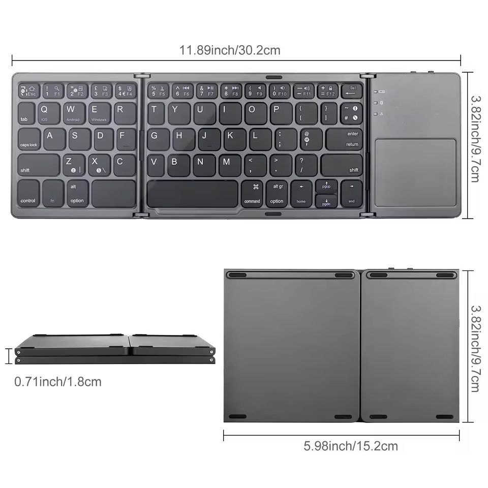 Foldable Wireless Bluetooth Keyboard with Touchpad