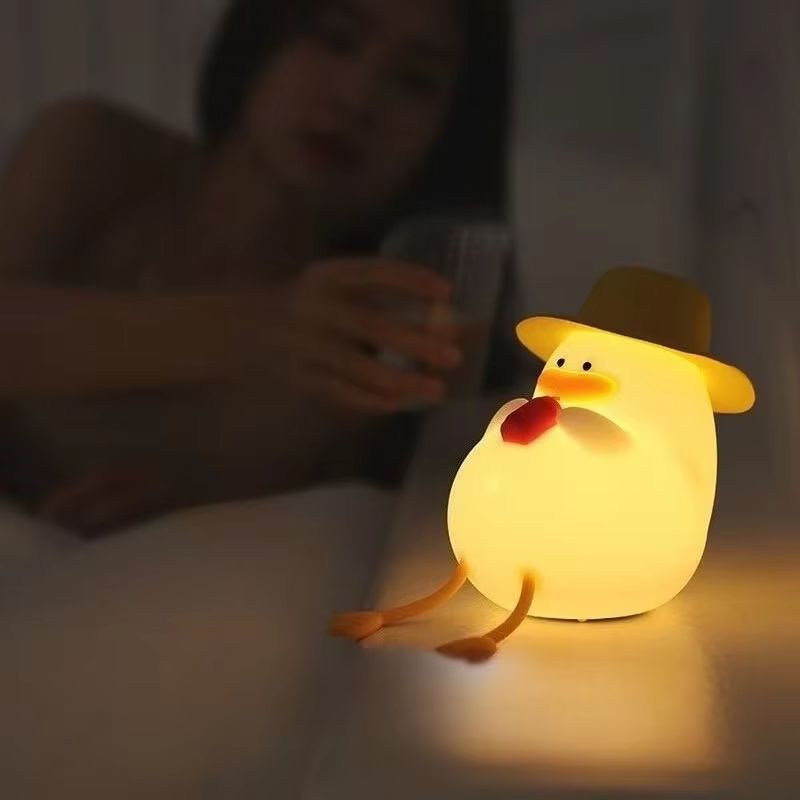 Cute Duck Silicone Night Light USB Rechargeable Kids Bedside Lamp