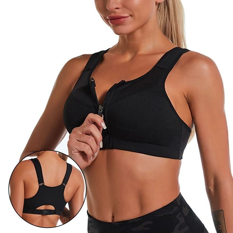 PowerZip Shockproof Front Zipper Sports Bra for Women