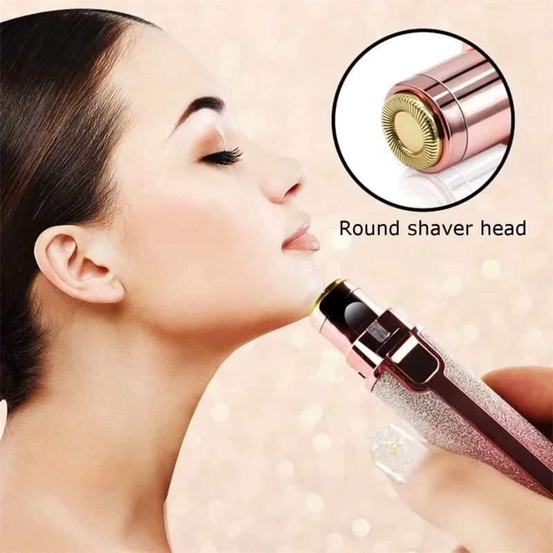 2-in-1 Electric Eyebrow Trimmer with LED Light – Painless Brow Shaper & Facial Hair Remover