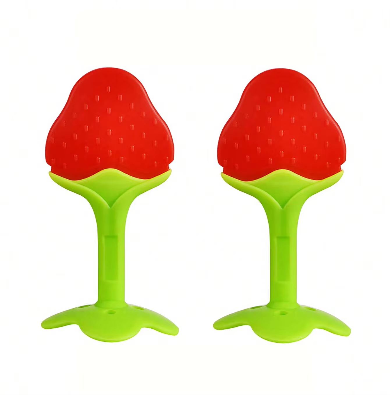 Soft Silicone Strawberry & Grape-Shape Baby Teether Ring