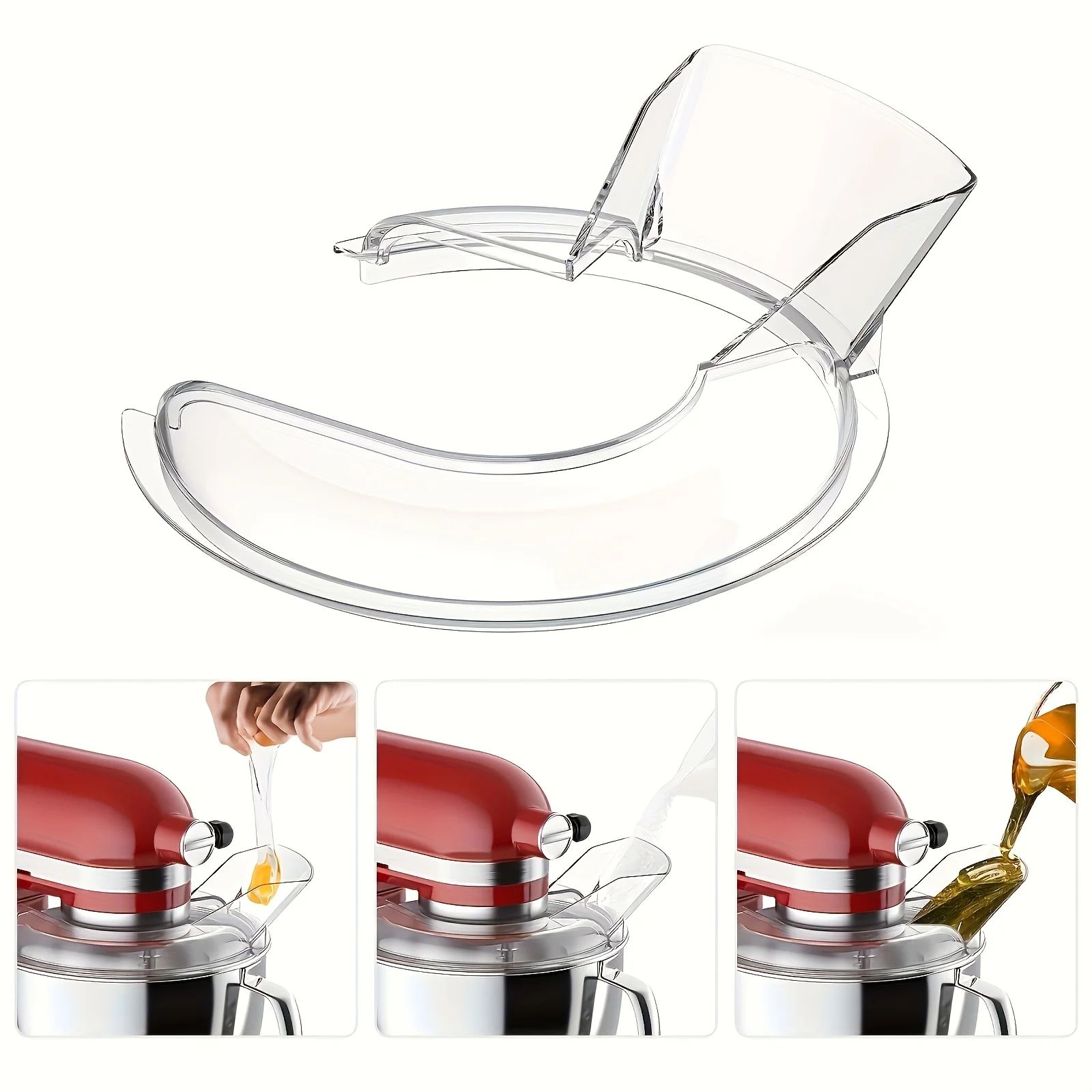 Clean-Pour KitchenAid splatter guard with Clear Chute - Precision Pouring Shield for 4.5–5 Quart Tilt-Head Stand Mixers
