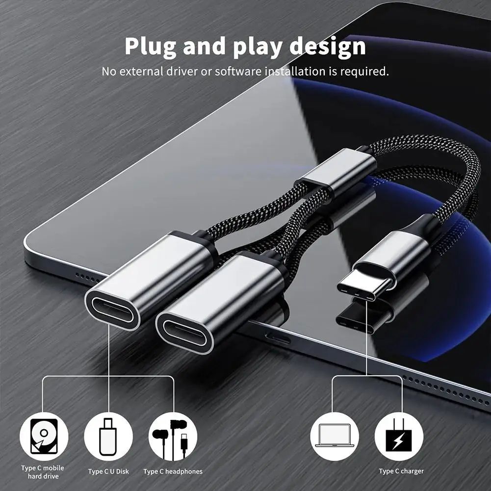 SmartConnect USB C Splitter - Dual USB C Hub Adapter for Phones & Tablets