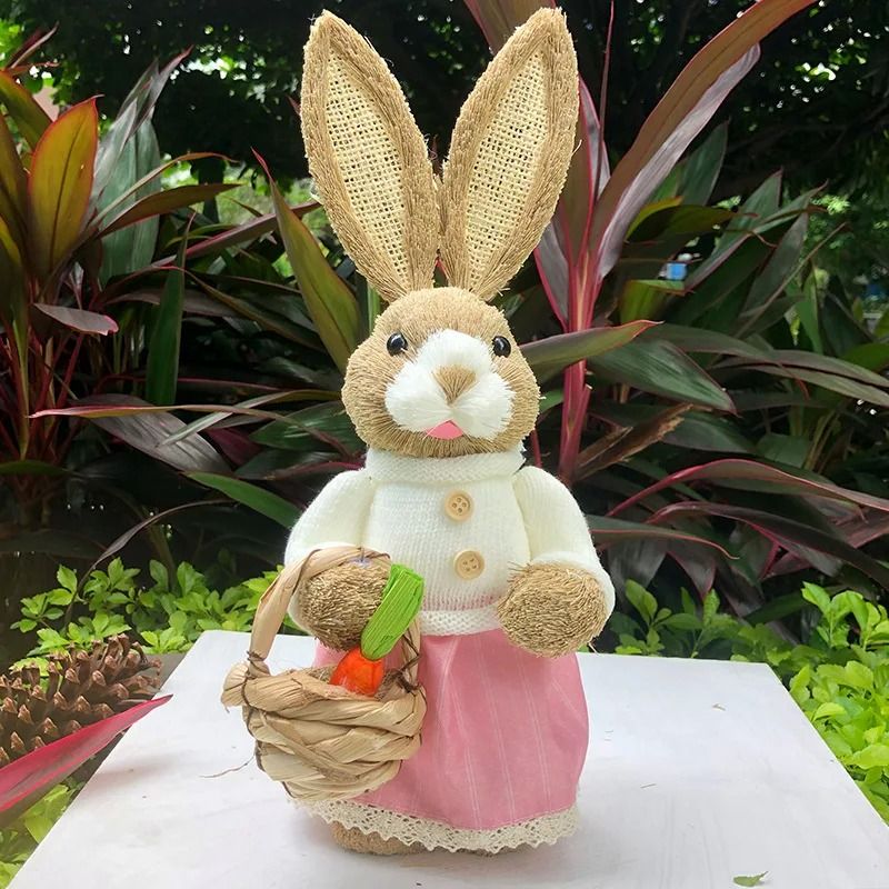 Easter Bunny Decoration Cute Rabbit Figurine Holiday Home Decor