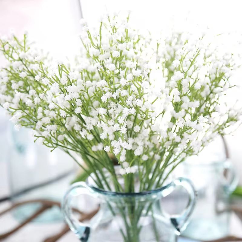 Elegant White Gypsophila Artificial Bouquet – Decorative Bridal & Home Accessory with Vase Filler Option