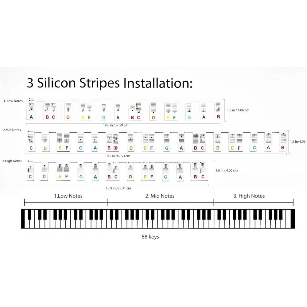 Removable Piano Keyboard Stickers for 88/61 Keys – Reusable Piano Note Labels for Faster Learning (Beginner-Friendly)