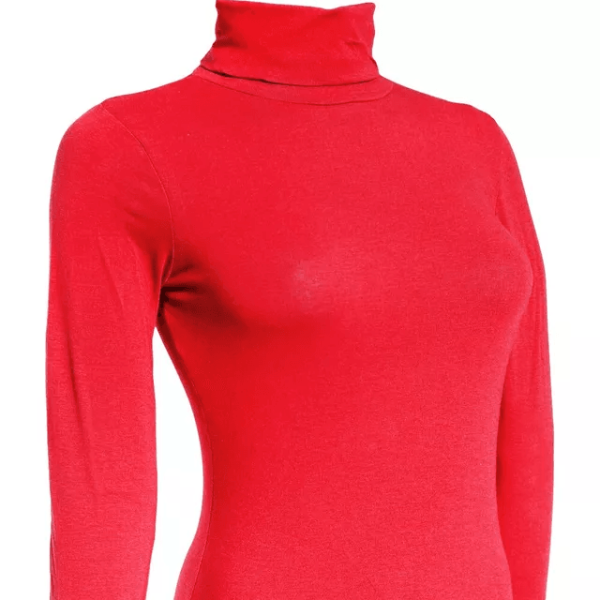 Classic Women Turtleneck Long Sleeve Shirt, Stretchy Basic Layering Top