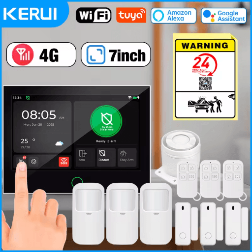 KERUI 4G + WiFi Smart Home Alarm System – 7 IPS Touchscreen Security Hub