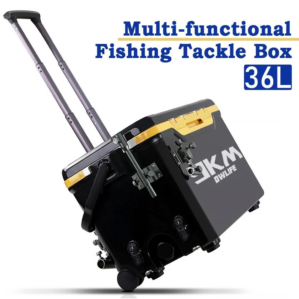 36L Multifunctional Fishing Tackle Box with Wheels and Liftable Legs