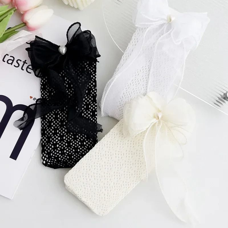 Four-Season Girls' Bow Mesh High-Tube Socks