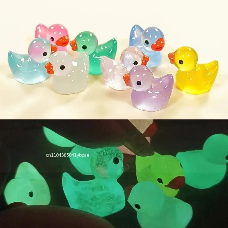 Glow in the Dark Mini Resin Duck Figures for Fairy Garden and Aquarium Decor
