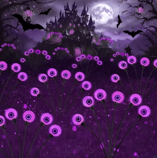 Solar Eyeball Firefly Garden Lights – 6-Head Halloween Solar Stake Lights