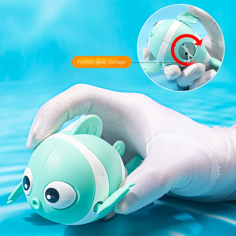 Cute Swimming Clown Fish Bath Toy for Toddlers Floating Wind Up Bathtub Toy for Newborns and Babies