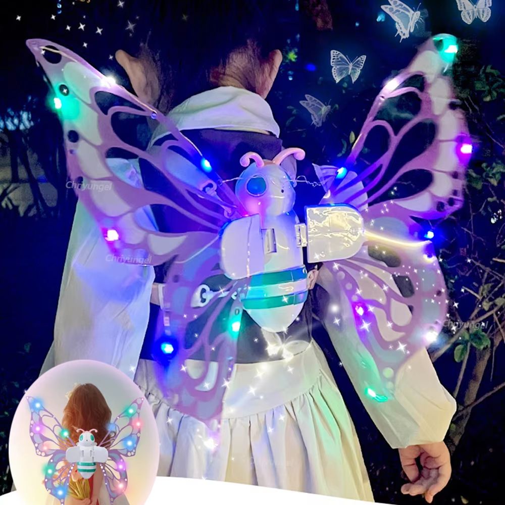 Magical Electric Butterfly Fairy Wings with Lights – Kids Cosplay Dress-Up Costume