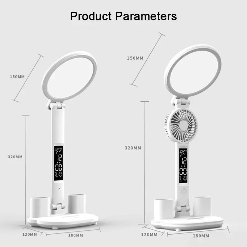 Rechargeable Multifunction Study Desk Lamp with Fan