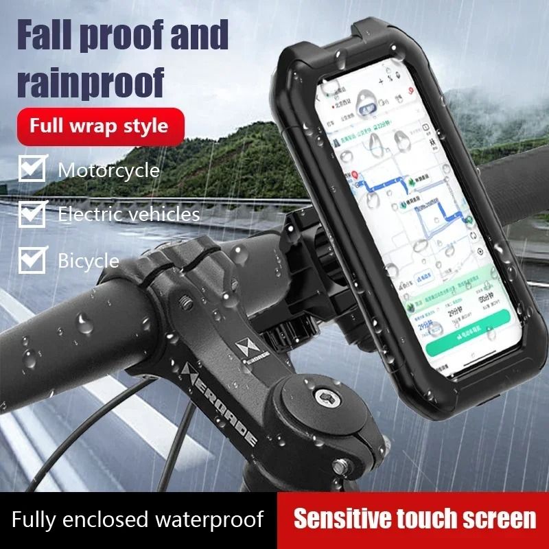 Waterproof Motorcycle & Bicycle Phone Holder 360° Rotating Adjustable GPS Stand