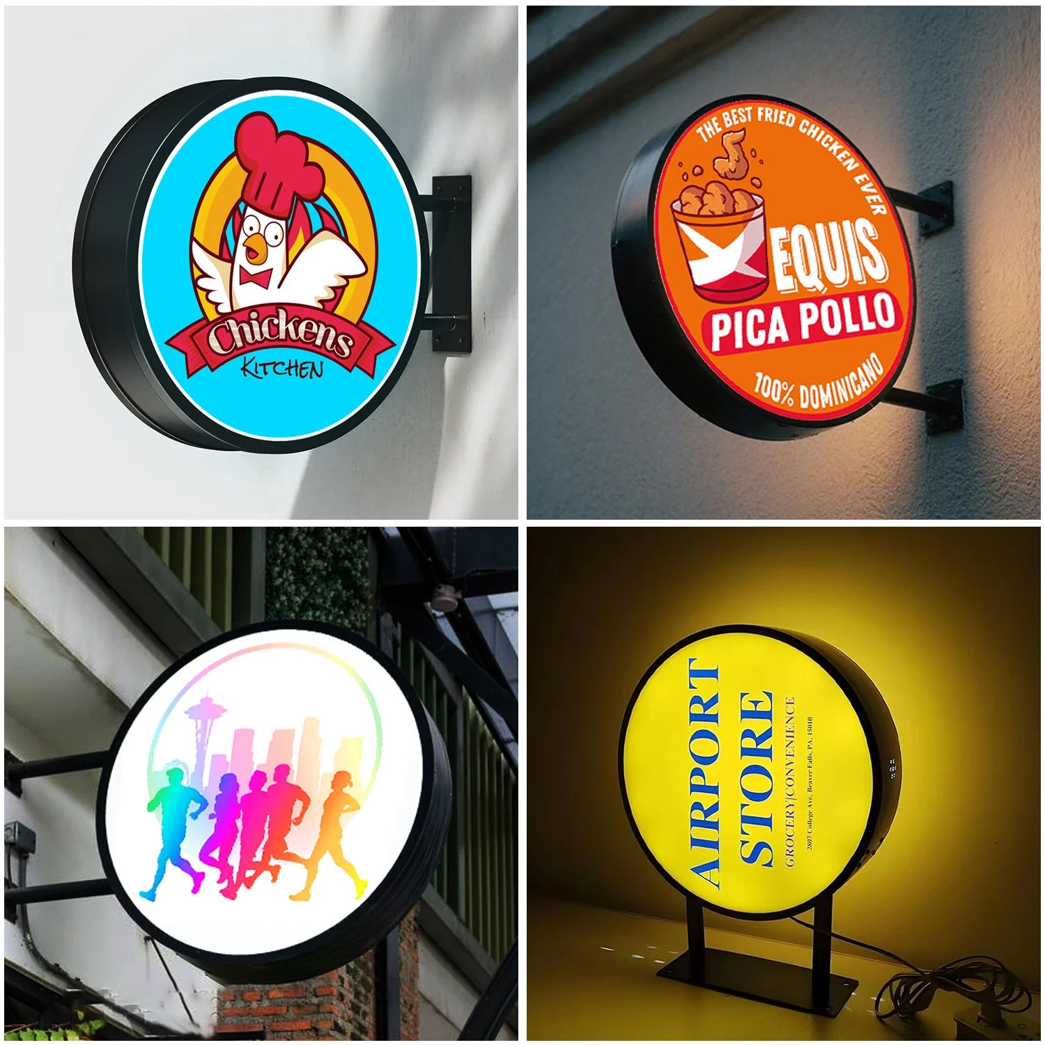 Custom LED Round Business Sign Double Sided Illuminated Logo Display