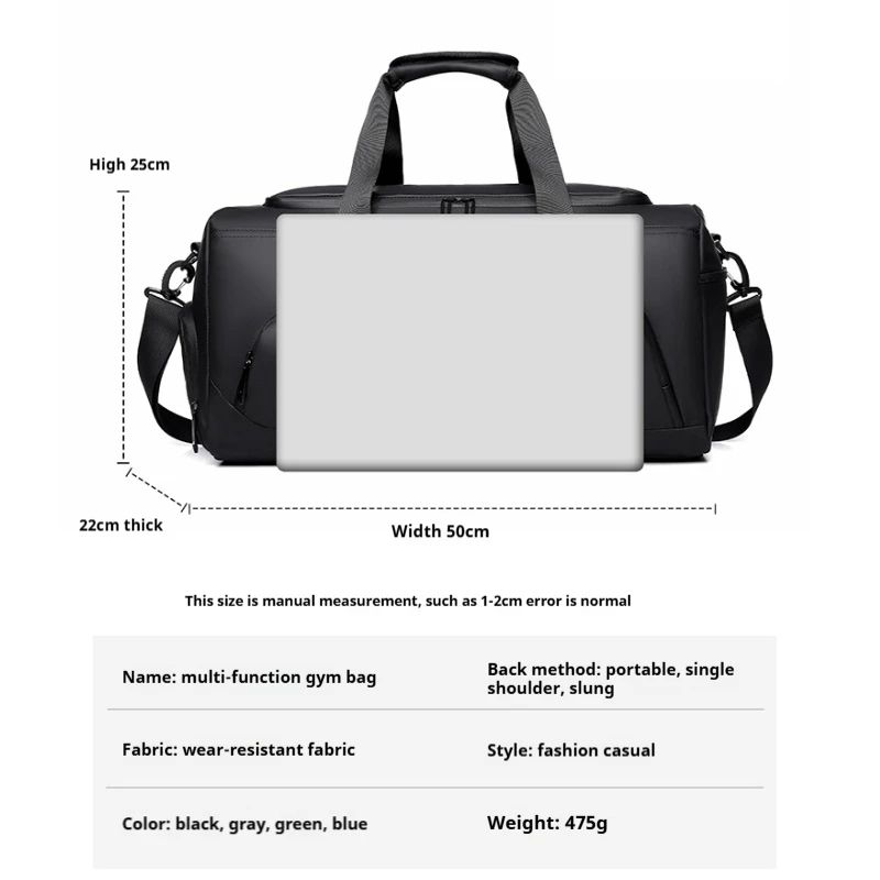Large Capacity Gym Travel Duffel Bag with Shoe Compartment