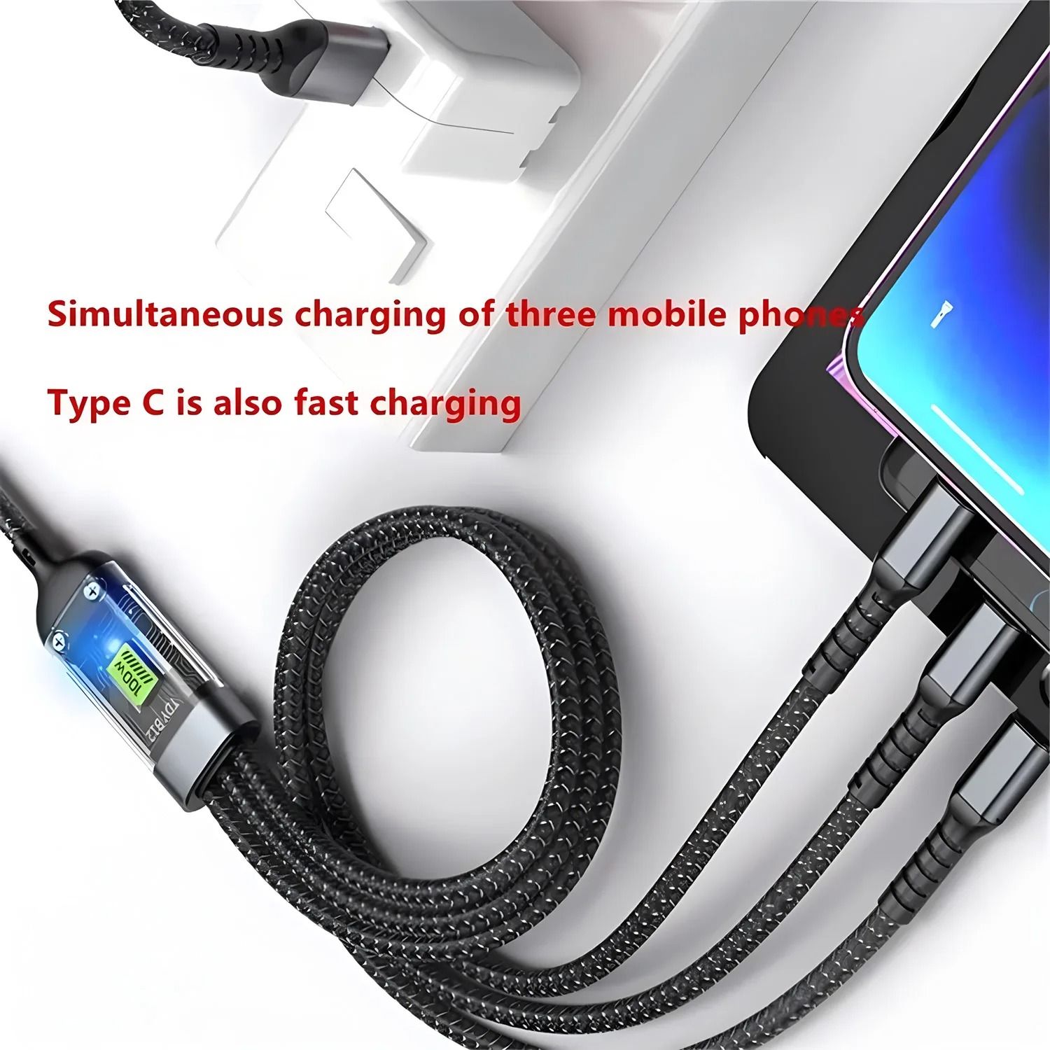 3-in-1 Braided Fast Charging Cable 100W