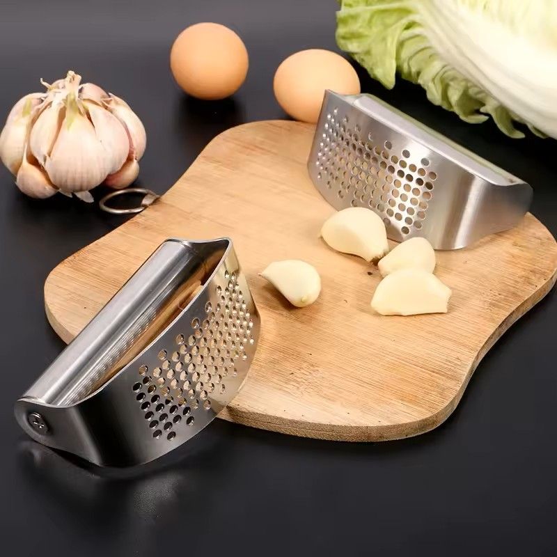 Upgraded Stainless Steel Garlic Press Rocker Manual Garlic Ginger Crusher and Mincer Kitchen Tool