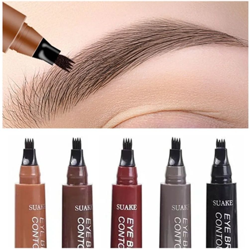 4D Microblading Eyebrow Pen with 4 Fork Tip Long Lasting Liquid Brow Pencil