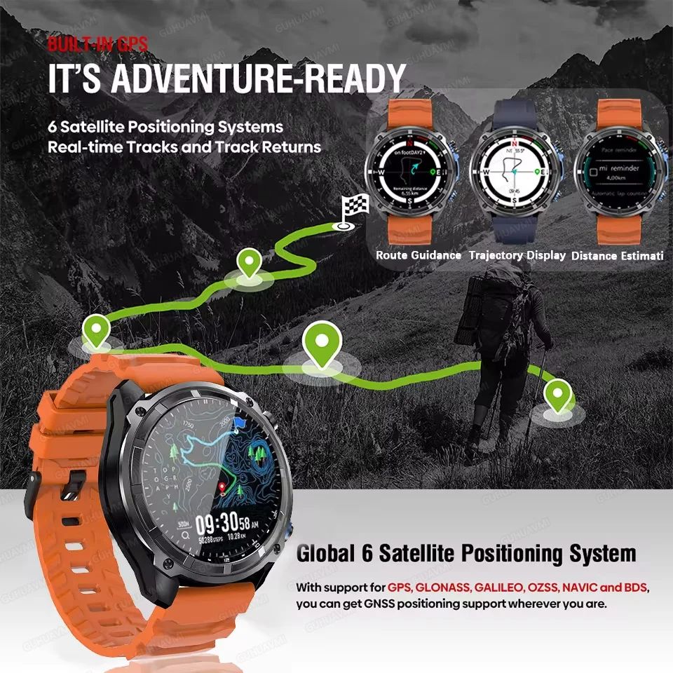 Military GPS Smart Watch with Offline Maps