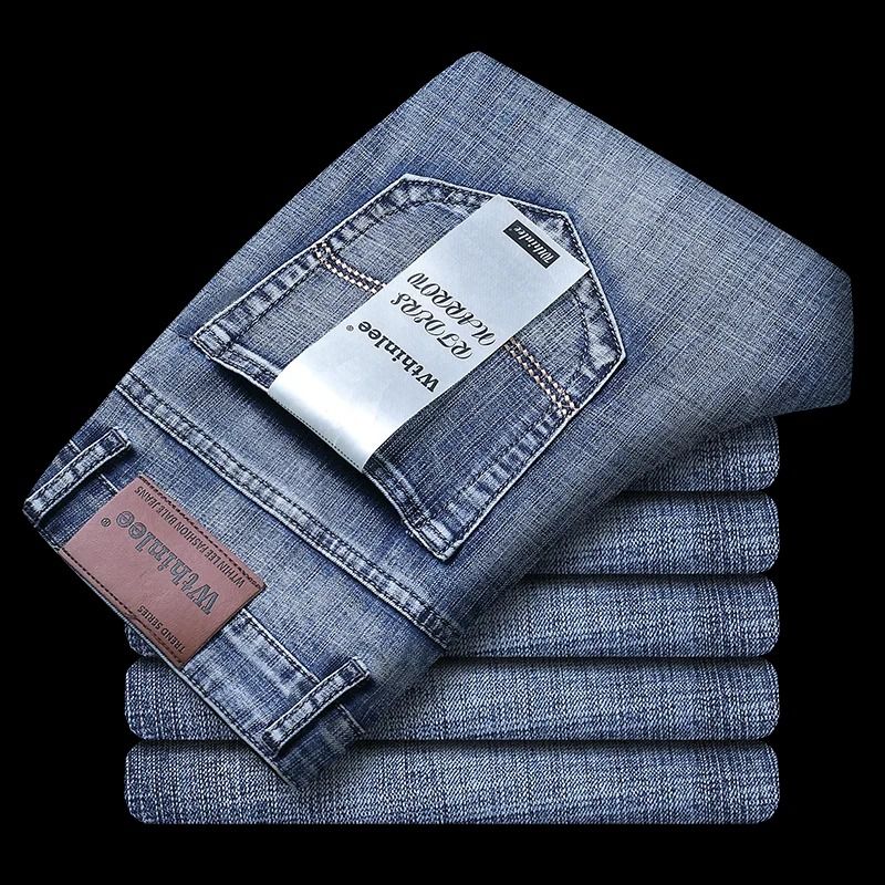 Wthinlee New Business Mens Jeans Casual Straight Stretch Denim Trousers