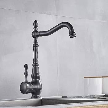 Antique Bronze Kitchen Faucet, Uythner Single Handle Retro Brass Basin Tap with Hot/Cold Water Mixing (Deck Mounted)