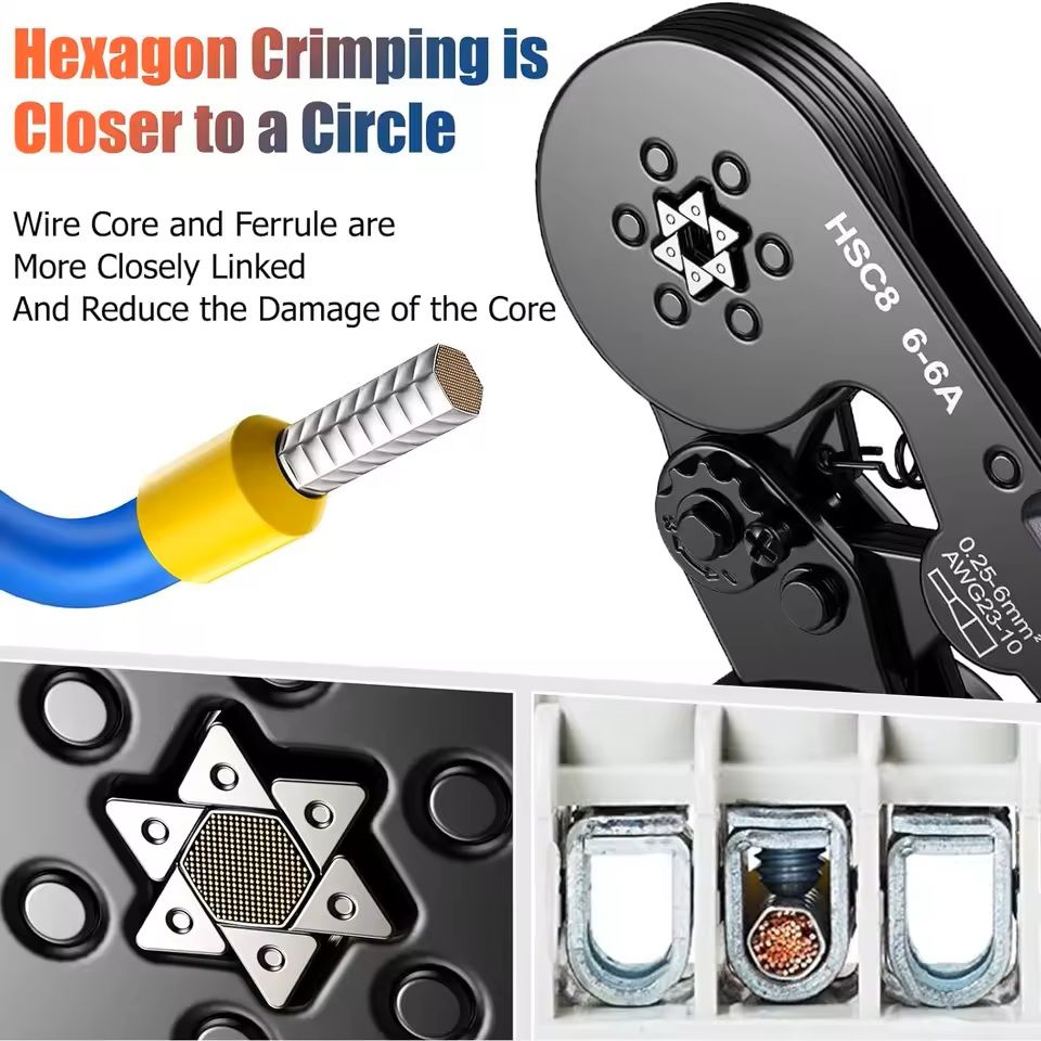 Self-Adjusting Hexagonal Ferrule Crimping Tool Kit