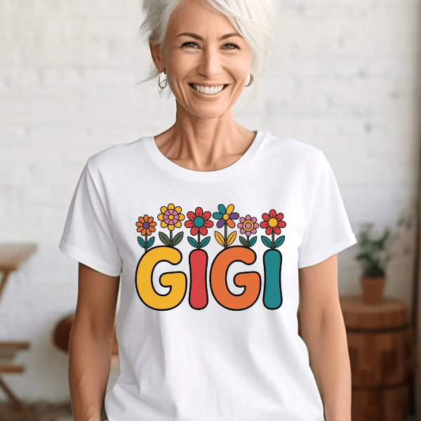 Retro Floral Gigi Shirt Vintage Flower Grandma Tee Gift for Gigi