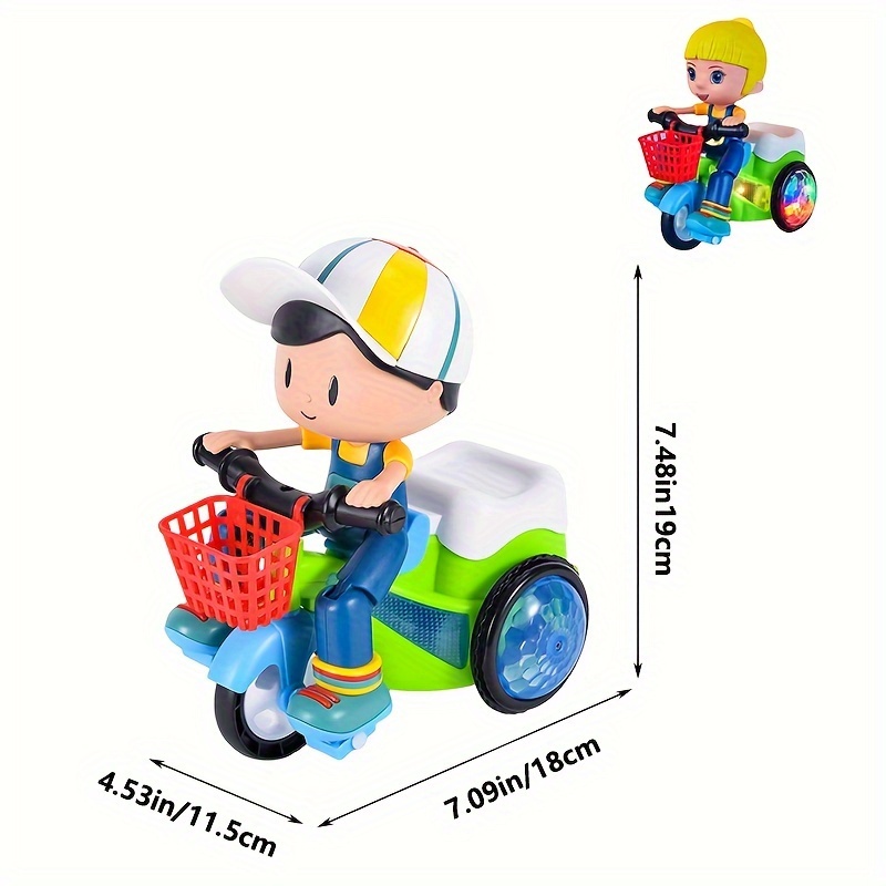 Dancing Electric Trike, Cartoon Toy, Spinning Stunt Car for Kids with Interactive Music Light