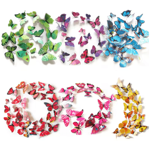12PCS Magnetic Butterfly Stickers – 3D PVC Wall & Fridge Decor for DIY Home Styling