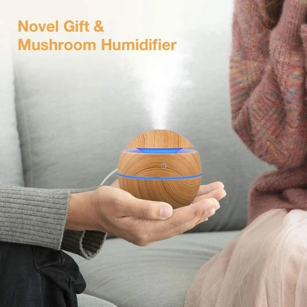 Wood Grain Air Humidifier USB Cool Mist Sprayer Mini Electric Humidifier for Bedroom Aromatherapy Diffuser