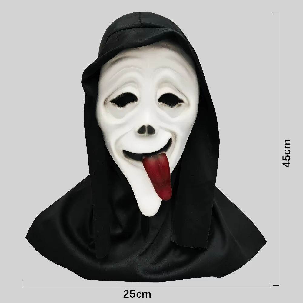Red Tongue Scream Latex Mask – Horror Full Head Prop for Halloween Terror