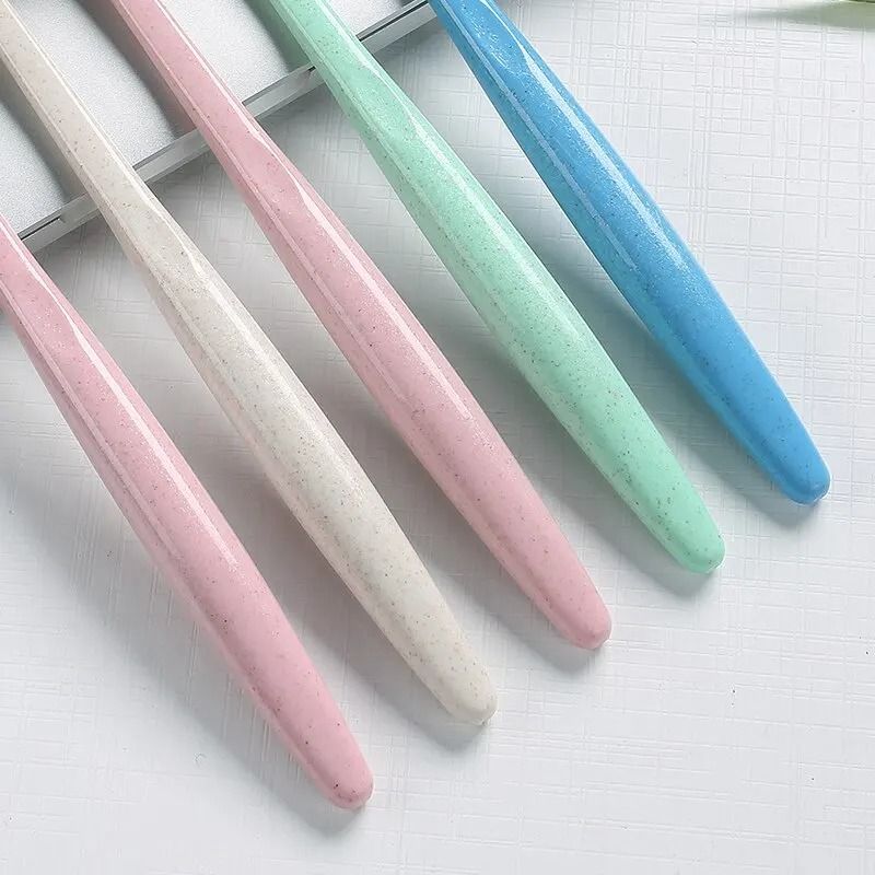 Natural Wheat Straw & Bamboo Charcoal Infused Soft Toothbrush 10-Piece Eco-Friendly Family Set