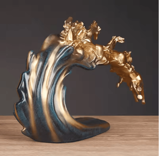 Golden Herd Horse Figurine – Luxury Resin Desk & Wine Cabinet Decor
