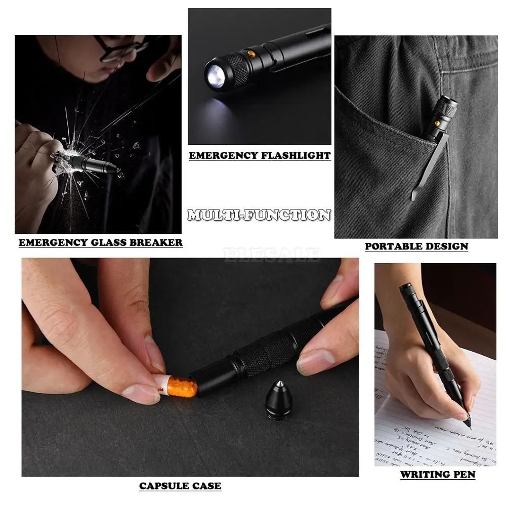 Multifunction Tactical Self Defense Pen with Flashlight and Window Breaker