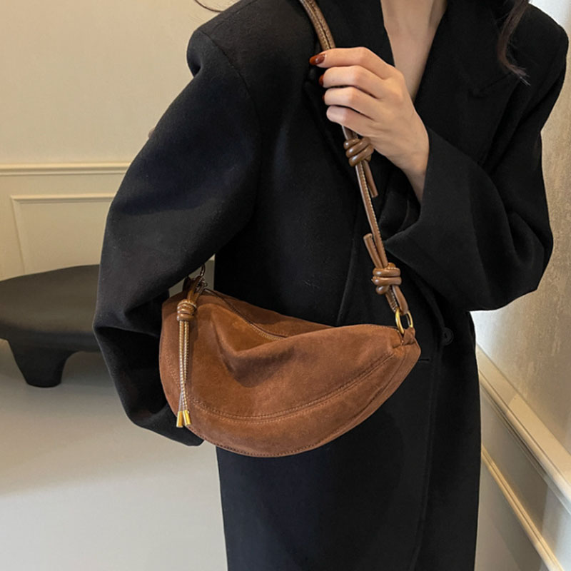 Popular Niche Suede, Faux Suede Super, Shoulder Bag for Women, Hot Sale Crossbody, Underarm Dumpling, Sweet Bags