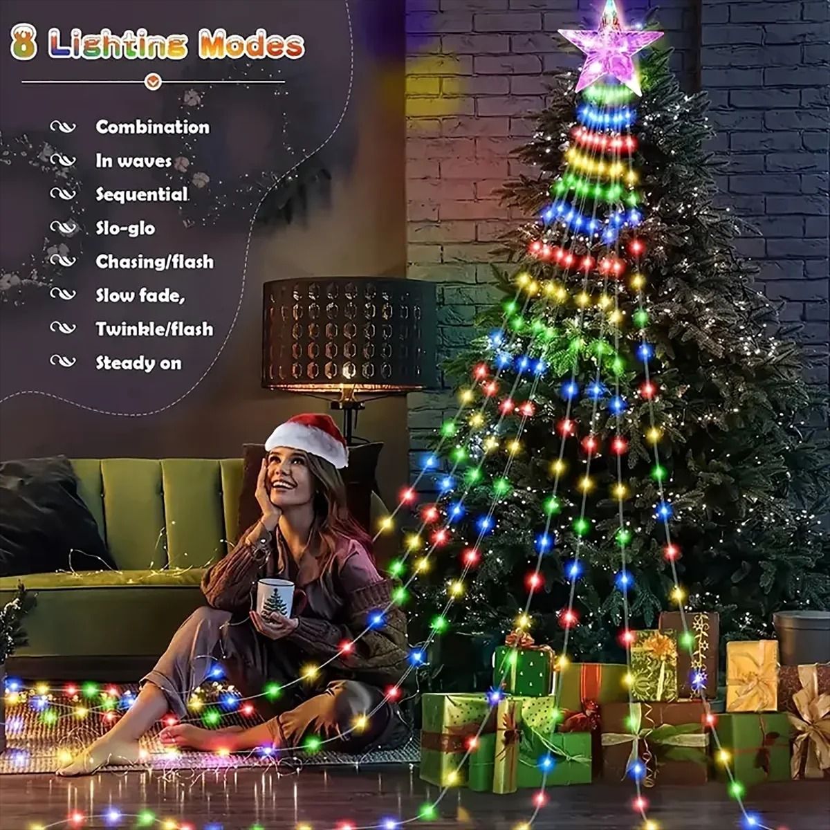 Solar Pentagram Outdoor Waterproof String Lights