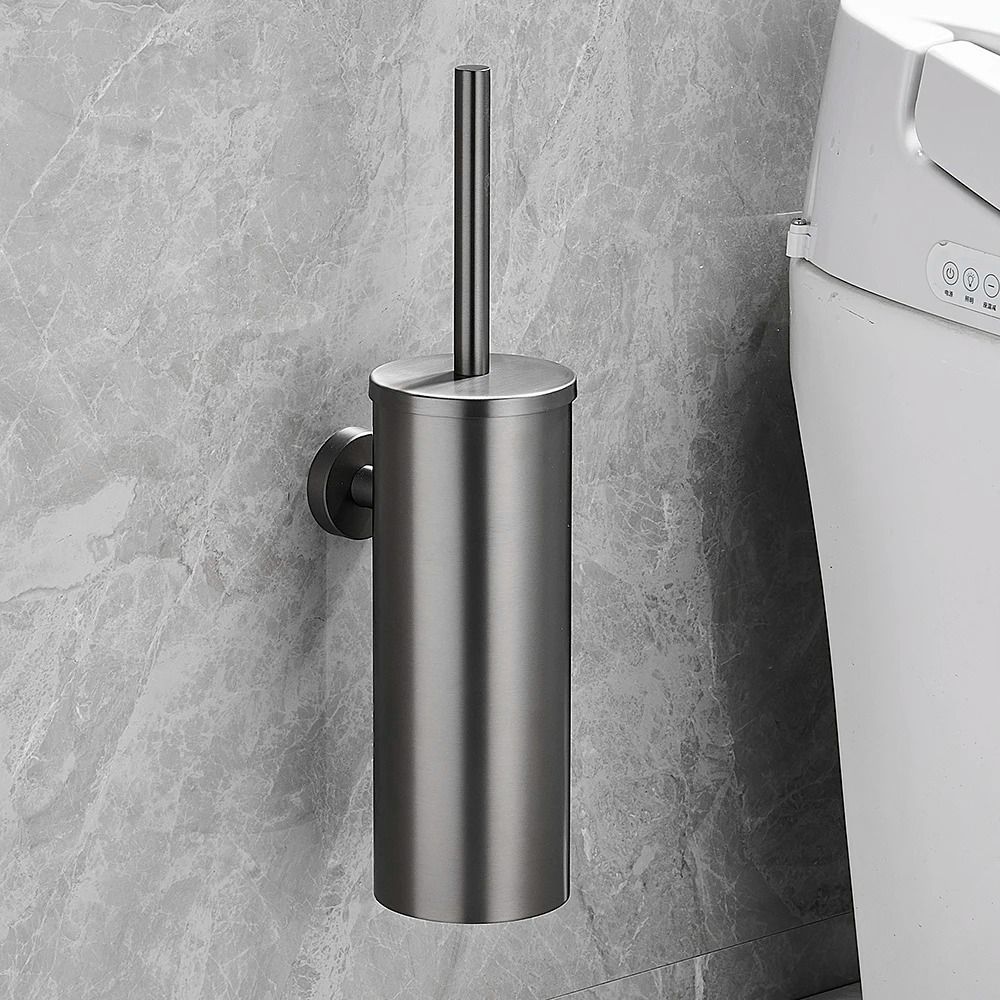 Stainless Steel Wall-Mounted Toilet Brush Set
