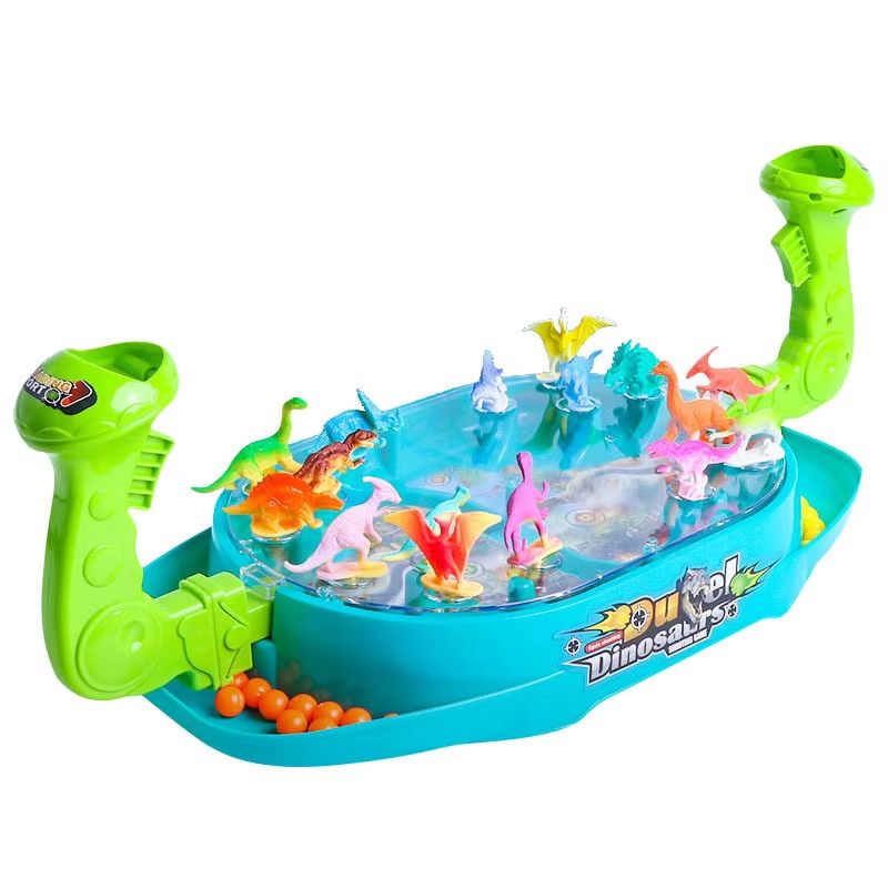 Dino Duel Catapult Board Game (Two-Player Interactive Pinball Catapult Toy)