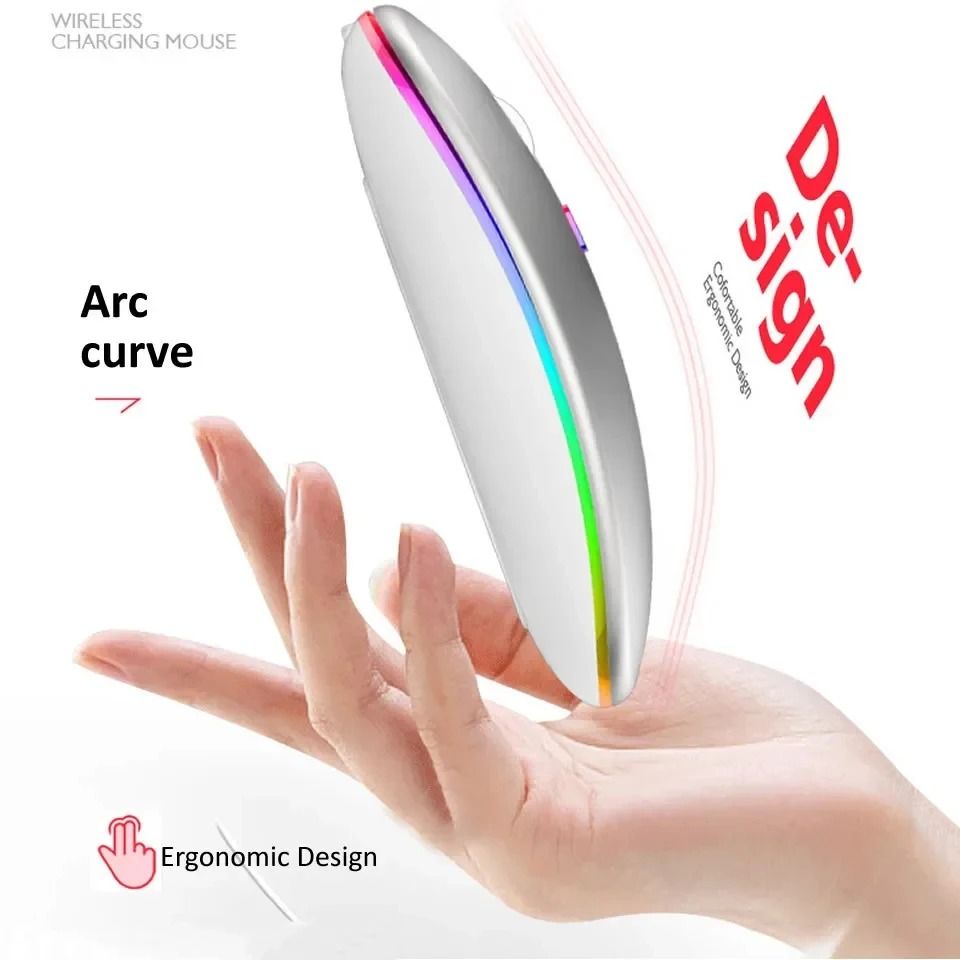 Rechargeable Silent Wireless Mouse with Bluetooth Dual Mode and LED Backlight