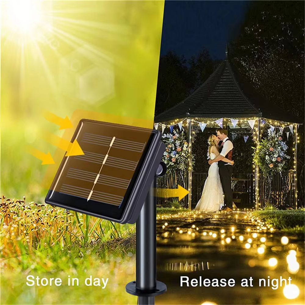 AzureGlow Solar Curtain LED String – 300 LED Outdoor Waterproof Garland for Yard & Festive Decor