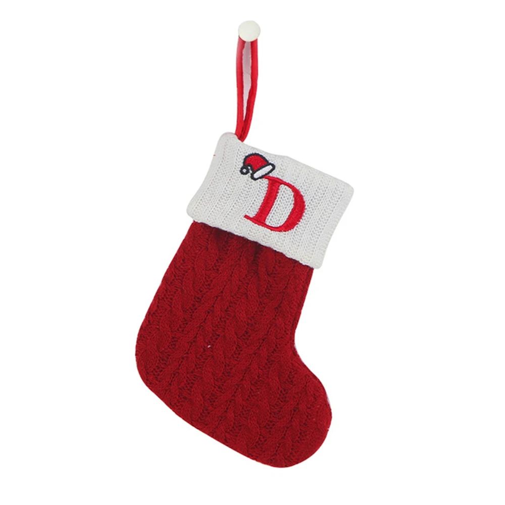 Cozy Knitted Mini Christmas Stocking with A–Z Letter, Snowflake Design & Hanging Loop