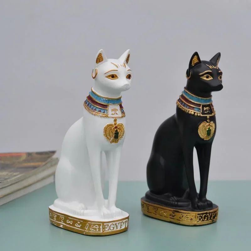 Regal Bastet Egyptian Cat Statue – Elegant home decor & Egyptian figurine Accent