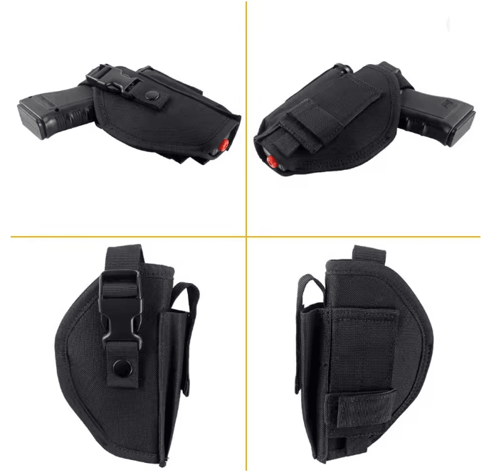 Universal Concealed Carry Gun Holster with Bullet Clip Belt Mount