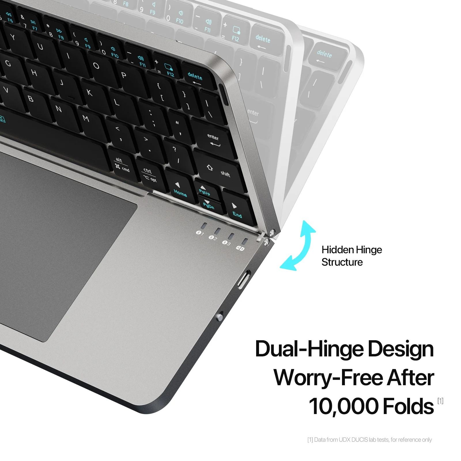 Foldable Bluetooth Keyboard with Touchpad and Phone Holder