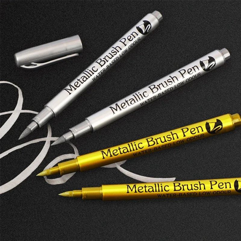 Permanent Gold & Silver Metallic Marker Pens – Shiny Art Markers for Crafts, Scrapbooking & DIY Projects