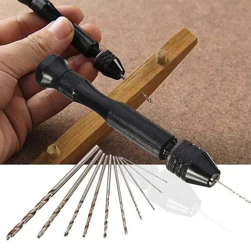 Mini Hand Twist Drill Set with Chuck for Wood and DIY Craft Drilling
