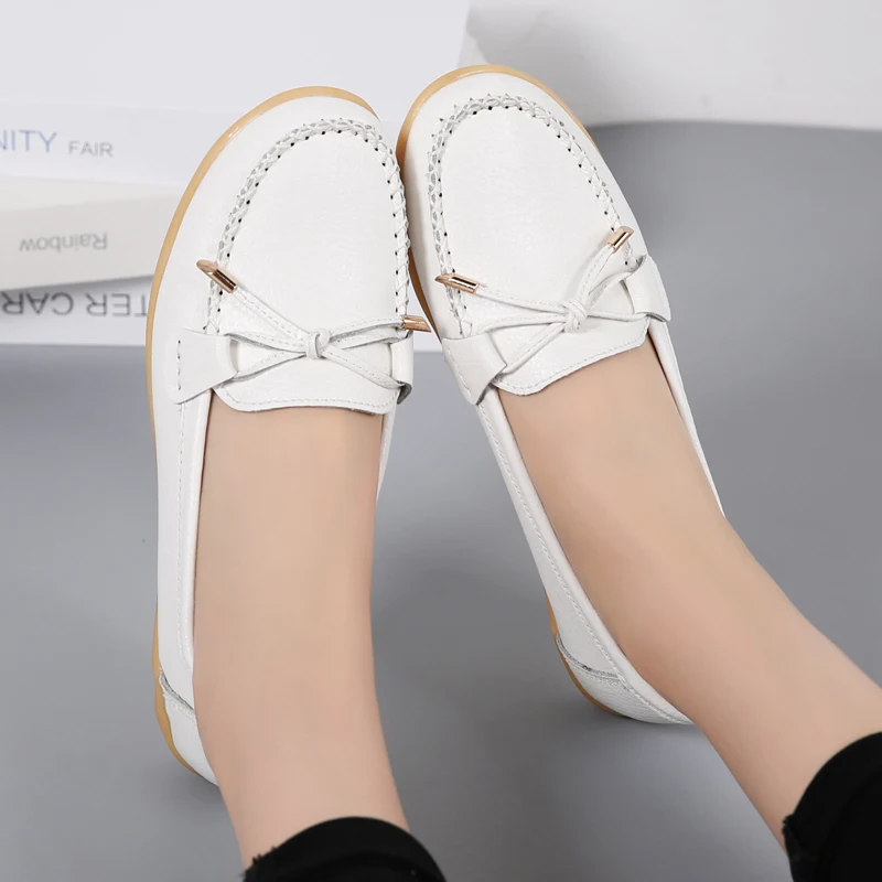 Genuine Leather New Woman Flats Shoes Ballet Flat Sneakers Soft Moccasins Ladies Boat Ballerina Espadrilles Creepers